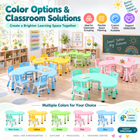 Ensemble table et chaise en forme de croissant pour enfants, réglable en hauteur, mobilier d'apprentissage préscolaire pour garderie et maternelle
