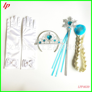 Guantes largos de satén blanco con lazo y perlas para niñas, accesorio de disfraz - Product Image 3