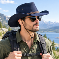 Chapeau de cowboy décontracté à large bord avec logo personnalisé, protection solaire, unisexe, en daim, pour l'extérieur et le voyage