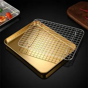 304 plateau de cuisson en acier inoxydable plaque plateau de barbecue avec support de refroidissement amovible ensemble plaque de cuisson <span class=keywords><strong>feuille</strong></span> four lave-vaisselle plat - Product Image 2