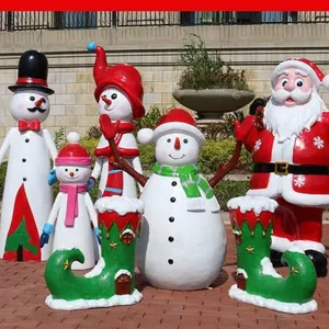 Adorno de Navidad personalizado de alta calidad grande, decoración de trineo de Papá Noel de fibra de vidrio, tallas y esculturas de piedra