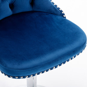 Swivel Velvet Adjustable Height Barstools Chrome Base Modern Design Eco-Friendly Comfortable Tufted Backs Set of 2 - Product Image 6