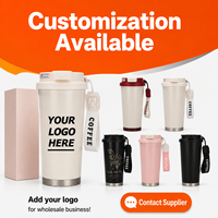 Mug de voyage isotherme en acier inoxydable de 16 oz, tasse à café anti-fuite avec sangle, pour le camping en plein air, le bureau, le sport, OEM ODM