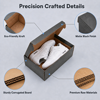 Boîte d'expédition en carton ondulé noir avec logo personnalisé, E-Flute 1,5 mm, finition noire mate pour chaussures