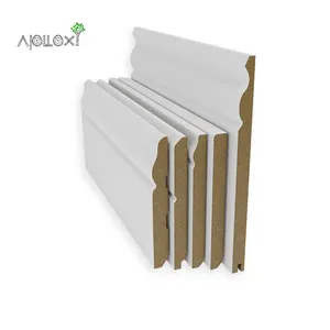 Chinese Famous Factory Modern Picture Frame Moulding Wood White Primed Baseboard Frame Mouldings