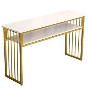 Table à ongles contemporaine avec plateau en marbre et structure en métal, station de manucure pour mobilier de salon - Product Image 6