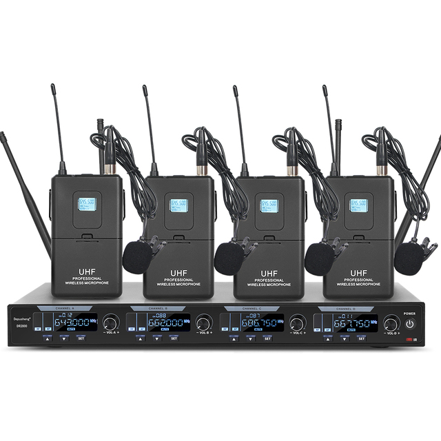 Factory Price DR2800 Professional With Four Wireless Microphone Lavalier Microphone Rode Wireless for Conference
