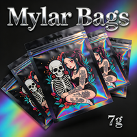 Sacs Mylar Zippés Anti-Odeur, Imprimés Personnalisés et Résistants aux Enfants, Noir Mat, pour Emballages de 1g, 3.5g, 7g, 14g, 28g (3.5g)