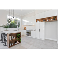 Finition résidentielle moderne brillante 2Pac avec évier et charnière Livraison réussie Armoires de cuisine en MDF pour appartement