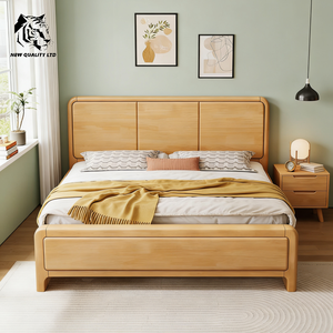 Venta directa de fábrica, precio económico, logotipo personalizado, gran stock listo para enviar, cama king size de 1.8m, muebles de dormitorio de nueva moda, cama doble de madera. - Product Image 5