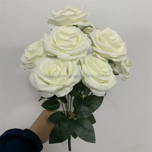 E-1159 <span class=keywords><strong>Flores</strong></span> Artificiales <span class=keywords><strong>de</strong></span> Seda <span class=keywords><strong>de</strong></span> Alta Calidad para Decoración del Hogar y Oficina, Rosas <span class=keywords><strong>de</strong></span> Tallo Corto, Color Beige, Ramos <span class=keywords><strong>de</strong></span> Boda Artificiales - Product Image 5