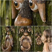 Artisanat en résine Décoration d'arbre Mangeoire à oiseaux Décoration extérieure de visages d'arbres Art de patio d'arbre Mangeoire à oiseaux unique pour jardin