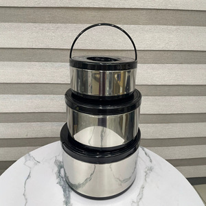 Ensemble de 3 boîtes à lunch isothermes portables en acier inoxydable, grande capacité de 2L à 8L, récipient alimentaire thermique, accessoires de <span class=keywords><strong>cuisine</strong></span> - Product Image 4