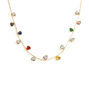 Collar de cristal con forma de corazón, cadena de oro, colgante multicolor, cadena para clavícula de uso diario - Product Image 5