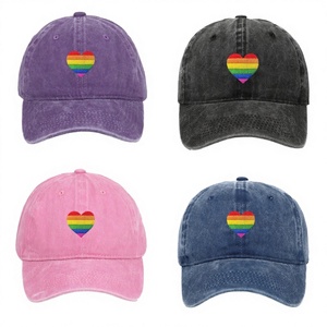 Nueva Llegada Gorra de Béisbol Unisex de Mezclilla Lavada con Bordado de Arcoíris, Gorra de Sol para Exteriores, de Moda, de 6 Paneles, Deportiva, con Hebilla Metálica Común - Product Image 3