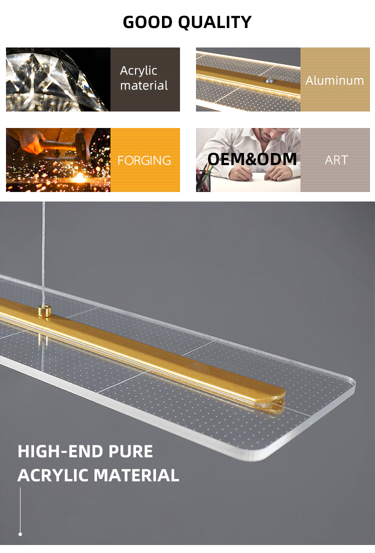 Europe Simple Style Minimalist Decoration Golden Acrylic Modern LED Chandelier Pendant Light Fixture