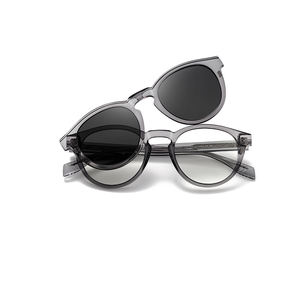 Lunettes <span class=keywords><strong>de</strong></span> soleil et lunettes <span class=keywords><strong>de</strong></span> vue 2-en-1 TR90 à clipser pour unisexe, protection UV <span class=keywords><strong>avec</strong></span> montures rondes élégantes, branches CP, style rétro tendance - Product Image 6