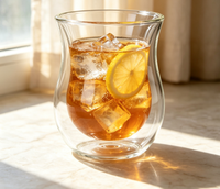 Gobelets en verre borosilicate haute qualité, design unique et personnalisé, à double paroi, pour expresso, latte, thé glacé