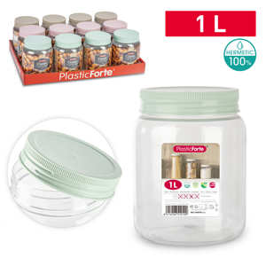 Barattolo Ermetico Classico PlasticForte da 1 L per Conservazione Domestica, Colori Assortiti - Product Image 1