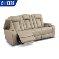 Canapé inclinable électrique 3 places en cuir véritable MANWAH CHEERS avec appuie-tête motorisé pour cinéma maison ou salon de détente