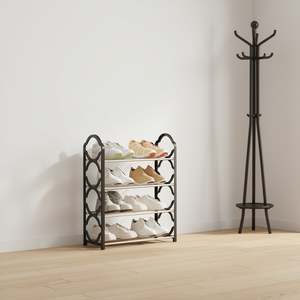 Scarpiera a Quattro Ripiani in Metallo, Tipo Verticale Salvaspazio, Stile Minimalista 33x15x85cm, Organizzatore per Ingresso - Product Image 2