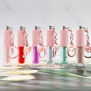 Tubos de brillo de labios rosa personalizables Máscaras de labios y aceite para botellas de esencia con anillos Colgante de embalaje cosmético de plástico - Product Image 4