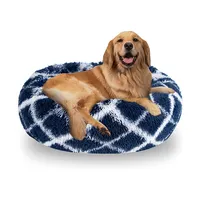 Кровать для домашнего питомца из искусственного меха диаметром 110 см, удобная круглая плюшевая кровать для больших собак