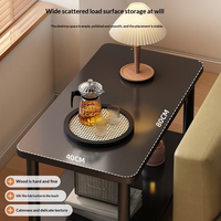 Table basse double niveau avec plateau en MDF et pieds en bois massif, style minimaliste de luxe léger, petite table d'appoint rectangulaire pour salon