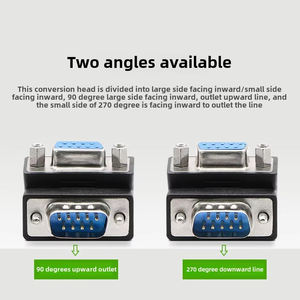 Adaptador de Puerto Serie RS232, Ángulo Recto de 90 Grados, Codo de 270 Grados, Cabezal de Conversión Macho-Hembra de 9 Pines DB9, Salida CC, Protección OTP - Product Image 3