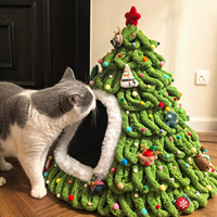Plüschiges Einfarbiges Katzennest DIY Weihnachtsbaum Handgewebtes Warmes Langlebiges Faltbares Leichtgewichtiges Winter-Haustierbett