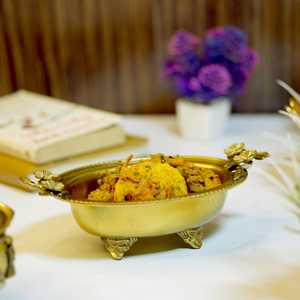 Bol à collation antique en laiton pour fruits secs, noix et en-cas, bol décoratif indien vintage pour la maison, l'hôtel et le restaurant - Product Image 3