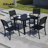 6 + 1 bonne qualité Bali Look extérieur meubles d'extérieur salle à manger 9 pièces en plastique bois empilé tables et chaises ensembles de jardin
