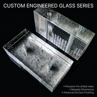 Briques de verre cristallin ultra-blanc texturé massif 200x100x50mm, directement de l'usine, pour cloisons intérieures et fonds de bar commerciaux