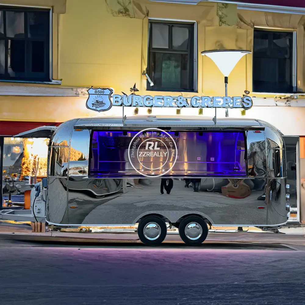 Customized Mobile Food Truck Stainless Steel Food Trailer Fast Street Kitchen Vending Van food stall kiosk with CE DOT