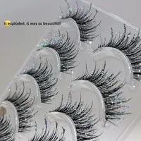 Faux cils en diamant brisé, effet 3D, faits à la main, avec bande complète, effet diamant d'eau, épais, pour soirée, paire de cils