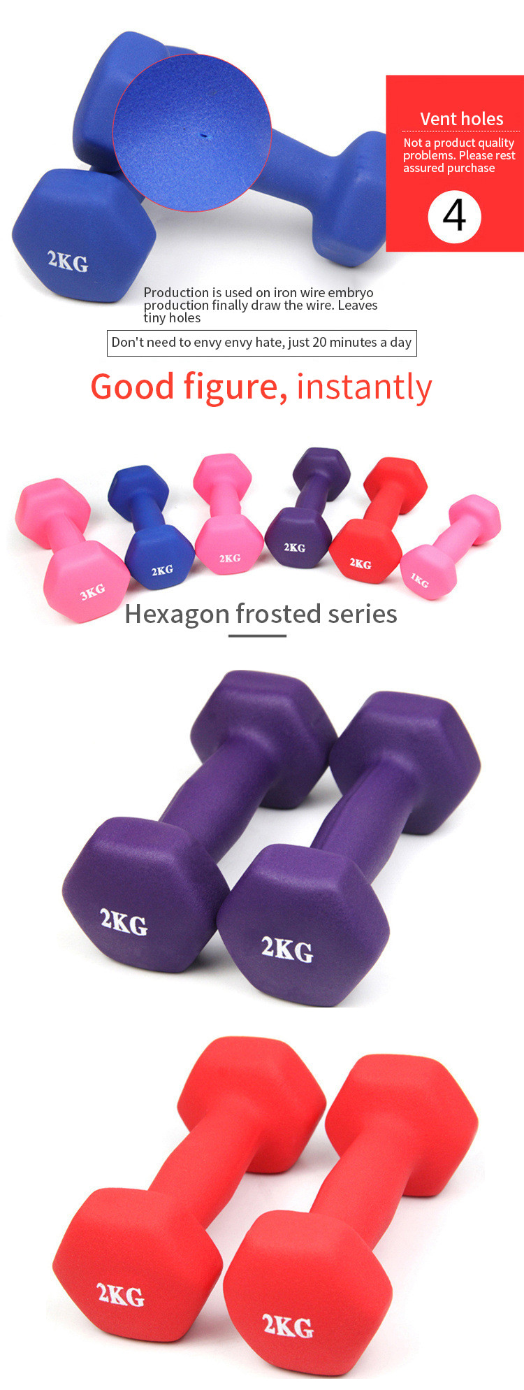 Cheap Hot Weight lifting colorful dumbbell/vinyl dipping dumbbell sets