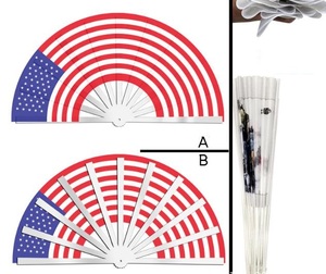 Éventail pliant personnalisé en bambou et tissu, grand format, avec drapeau intégré - Product Image 6