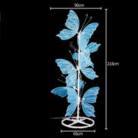 Le plus récent rose blanc métal LED papillon géant AC alimenté éclairage acrylique pour les événements de fête de mariage