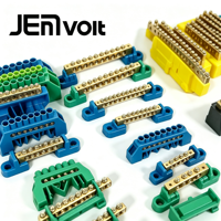 Barre de connexion neutre de type pont JEMA pour montage sur rail DIN, en laiton, pour mise à la terre et protection contre la foudre