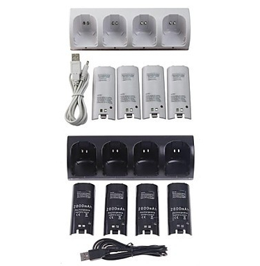 Rechargeable Battery Pack Charger for Nintend Wiis U Gamepad Four Charger Remote Control Charging Dock Station