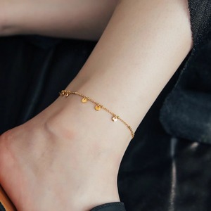 Cheville en acier inoxydable avec pendentif disque délicat, plaqué or 18 carats, bijou minimaliste pour <span class=keywords><strong>femme</strong></span>, accessoire quotidien <span class=keywords><strong>de</strong></span> plage - Product Image 2