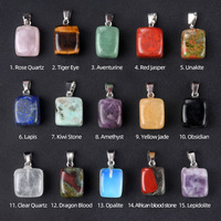 Lot de pendentifs en pierres semi-précieuses en gros, assortiment de pendentifs rectangulaires en pierres naturelles, collier, breloque, bijoux, coffret cadeau