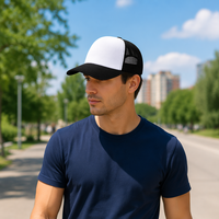 Gorras Trucker de 5 Paneles con Malla Trasera de Espuma Blanca y Negra, Ajustables con Cierre a Presión, para Verano, Deporte y Protección Solar, Venta al por Mayor Económicas
