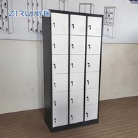Casier métallique à 18 compartiments avec serrure à clé pour vêtements, idéal pour salle de sport, école, dortoir - Armoire de rangement en acier