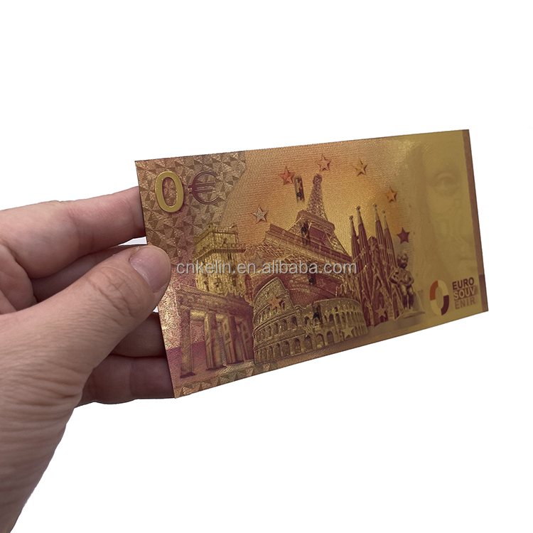 12 Designs 0 Euro Money Bill - 24K Gold Foil Plated Banknote