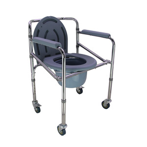 Folding <b>Commode</b> <b>Chair</b> With Wheels For Elderly And Disabled Adults Portable Toilet Seat Health Care Use - Product Image 4