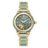 Montres automatiques mécaniques de luxe fabriquées en Chine pour hommes et femmes, cadran squelette, montres en jade naturel