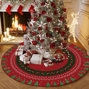 Copertura per Albero di Natale Rossa Rotonda con Retro Antiscivolo, Design Personalizzabile con Babbo Natale e Fiocchi di Neve - Product Image 6