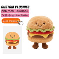 Peluche Hamburger Personnalisée Super Douce au Design Créatif Certifiée CE OEM ODM avec Logo Personnalisé Rembourrage Coton PP Parfait