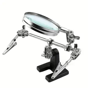 Professional 3x Desktop Magnifier with Auxiliary Clip Welding Bracket Helping Hand Jewelry Soldering Welding Magnifying Glass
